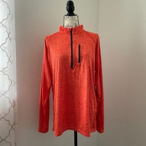 Athlio Orange Heathered Quarter Zip Pullover Athletic Shirt Mens Large Polyester